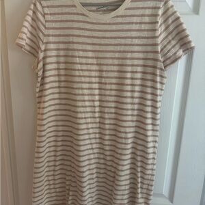 Universal Thread Cream and White Short Sleeve Mini Dress